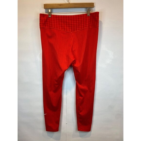 NIKE Dri-Fit One Icon Clash Legging Chile Red Houndstooth Women's XL GUC - Picture 3 of 5